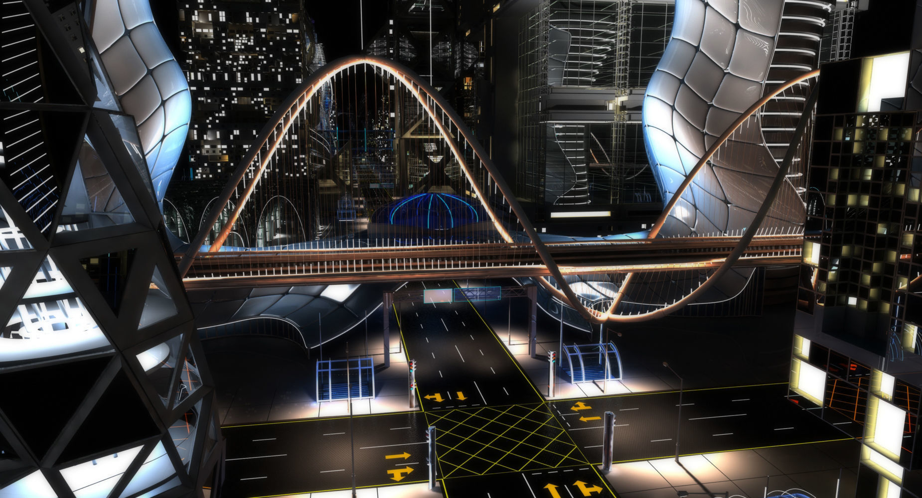 Future City HD 6 Night 3D model_8