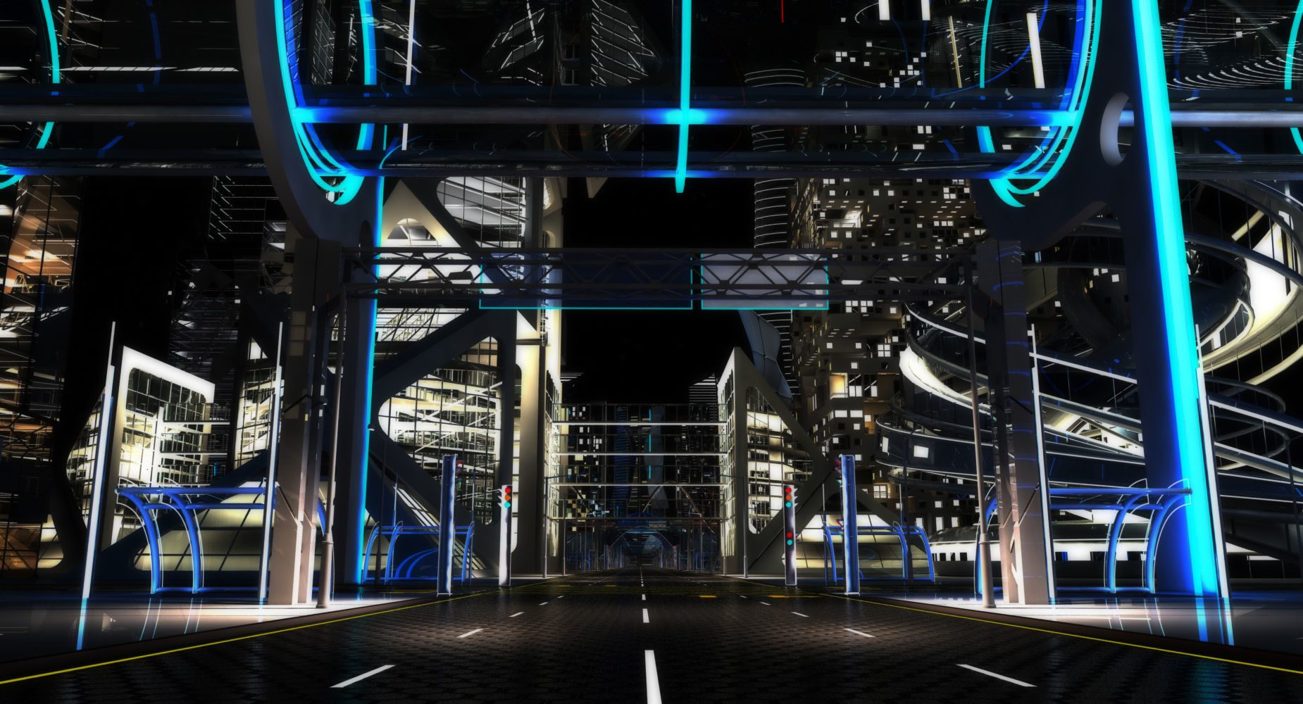 Future City HD 6 Night 3D model_2