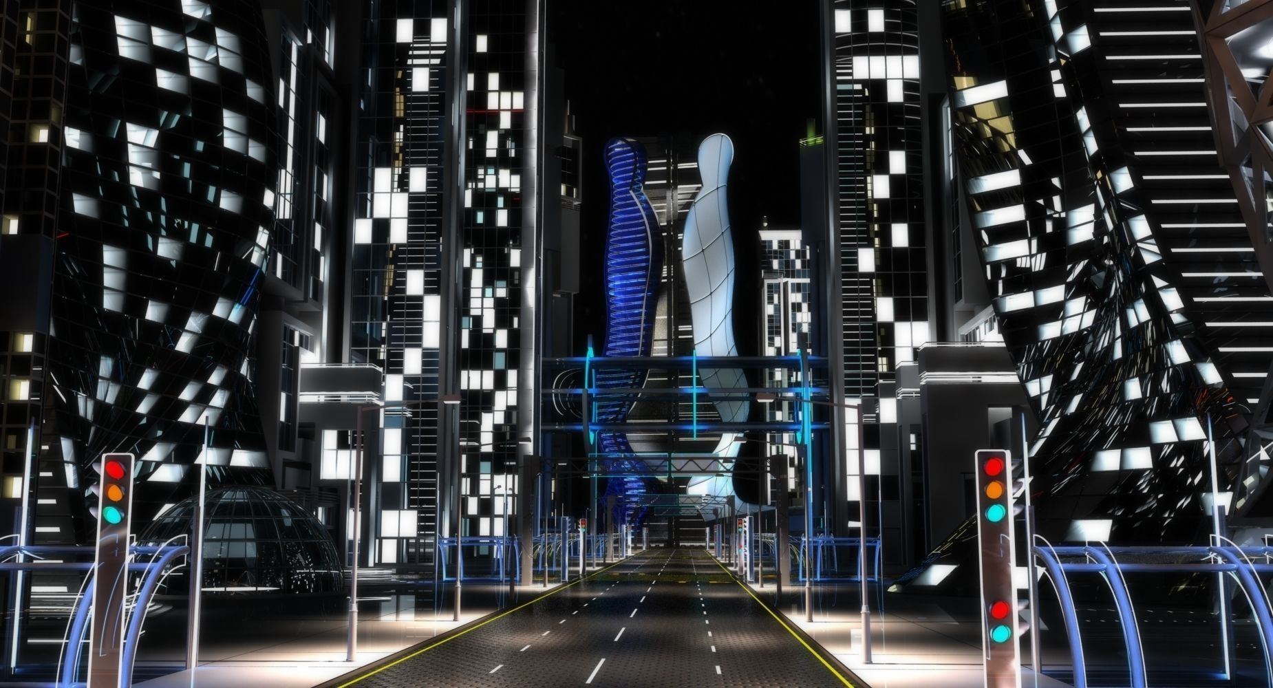 Future City HD 6 Night 3D model_19