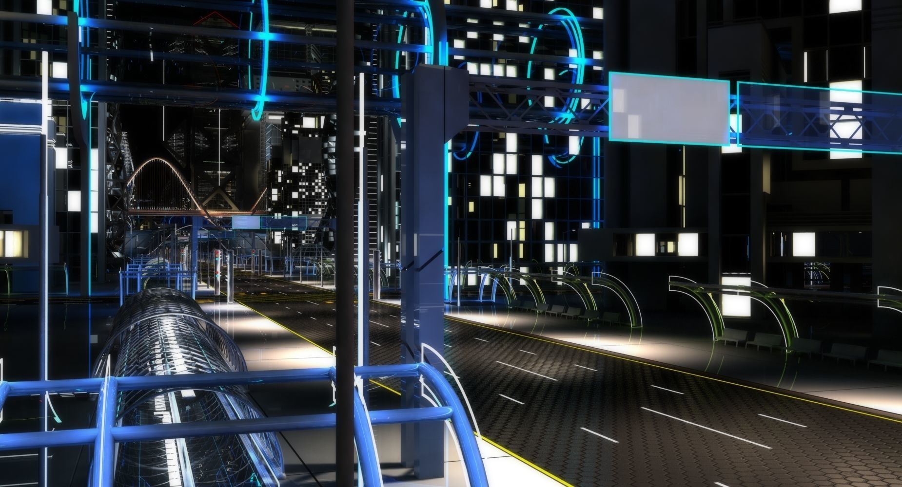 Future City HD 6 Night 3D model_15