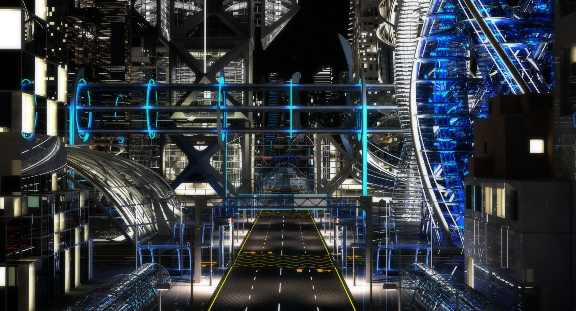 Future City HD 6 Night 3D model_3