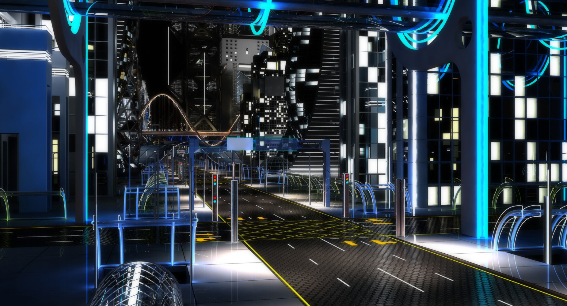 Future City HD 6 Night 3D model_25