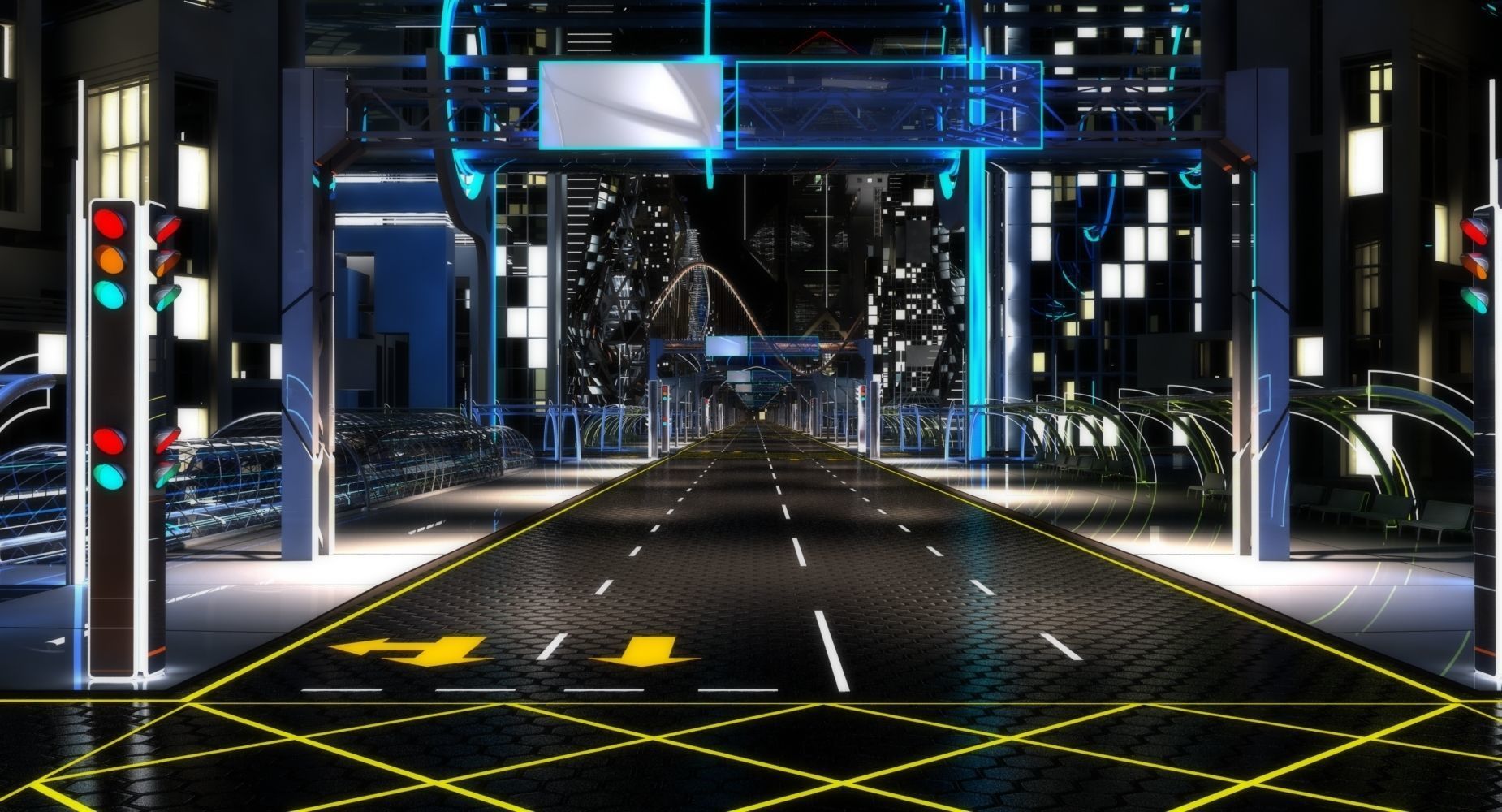 Future City HD 6 Night 3D model_17