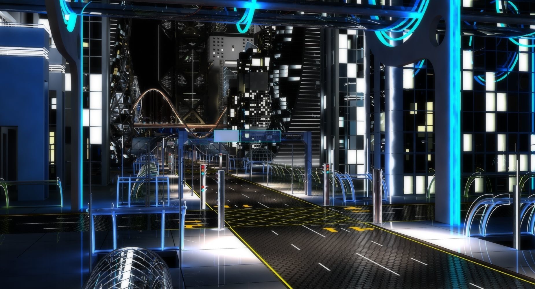 Future City HD 6 Night 3D model_23