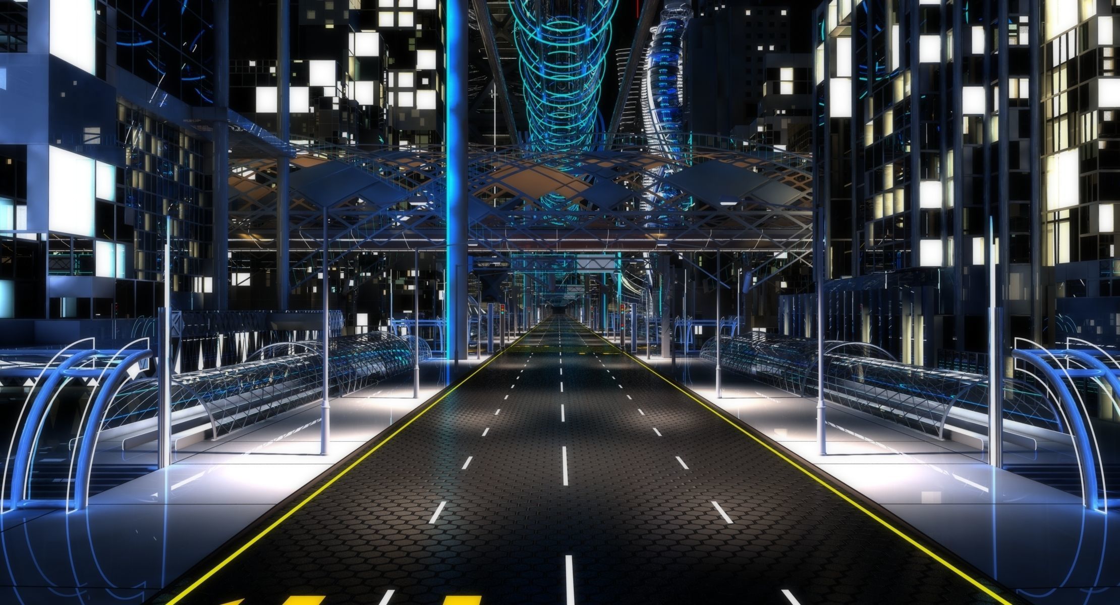 Future City HD 6 Night 3D model_26