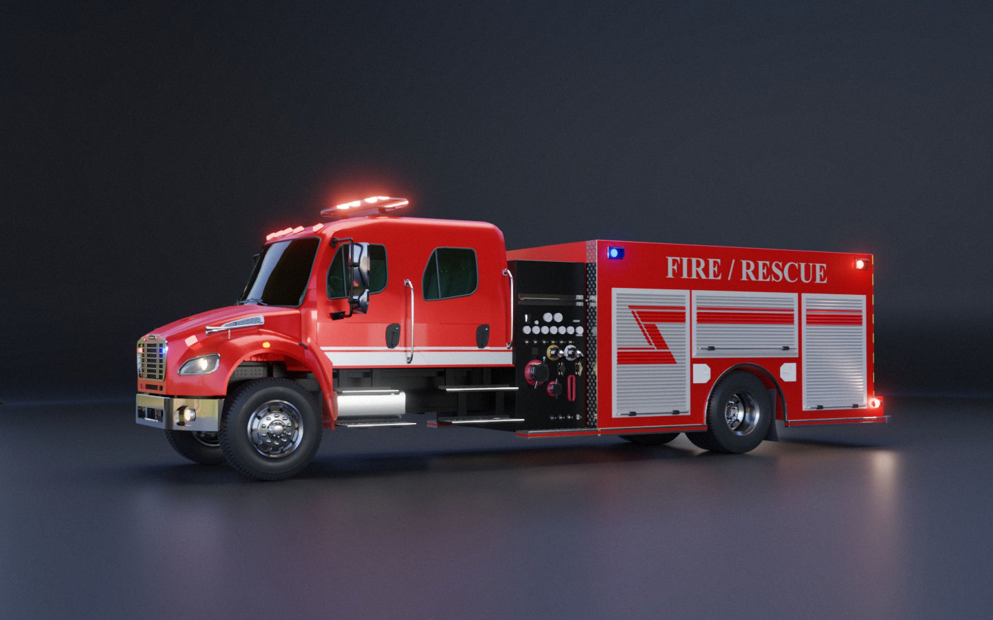 Fire Engine - American Custom Pumper Truck 3D model_2