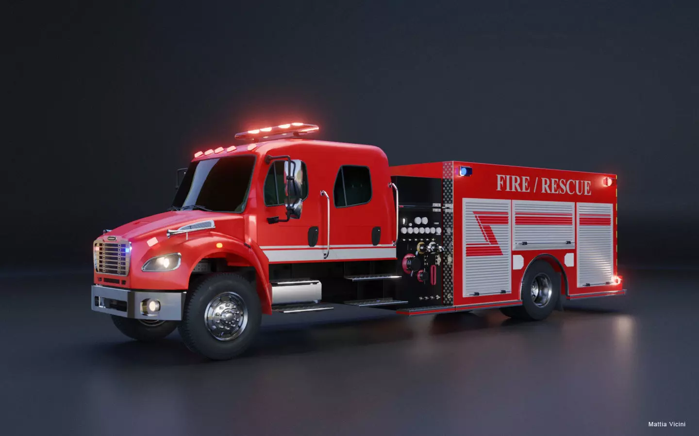 Fire Engine - American Custom Pumper Truck 3D model_0