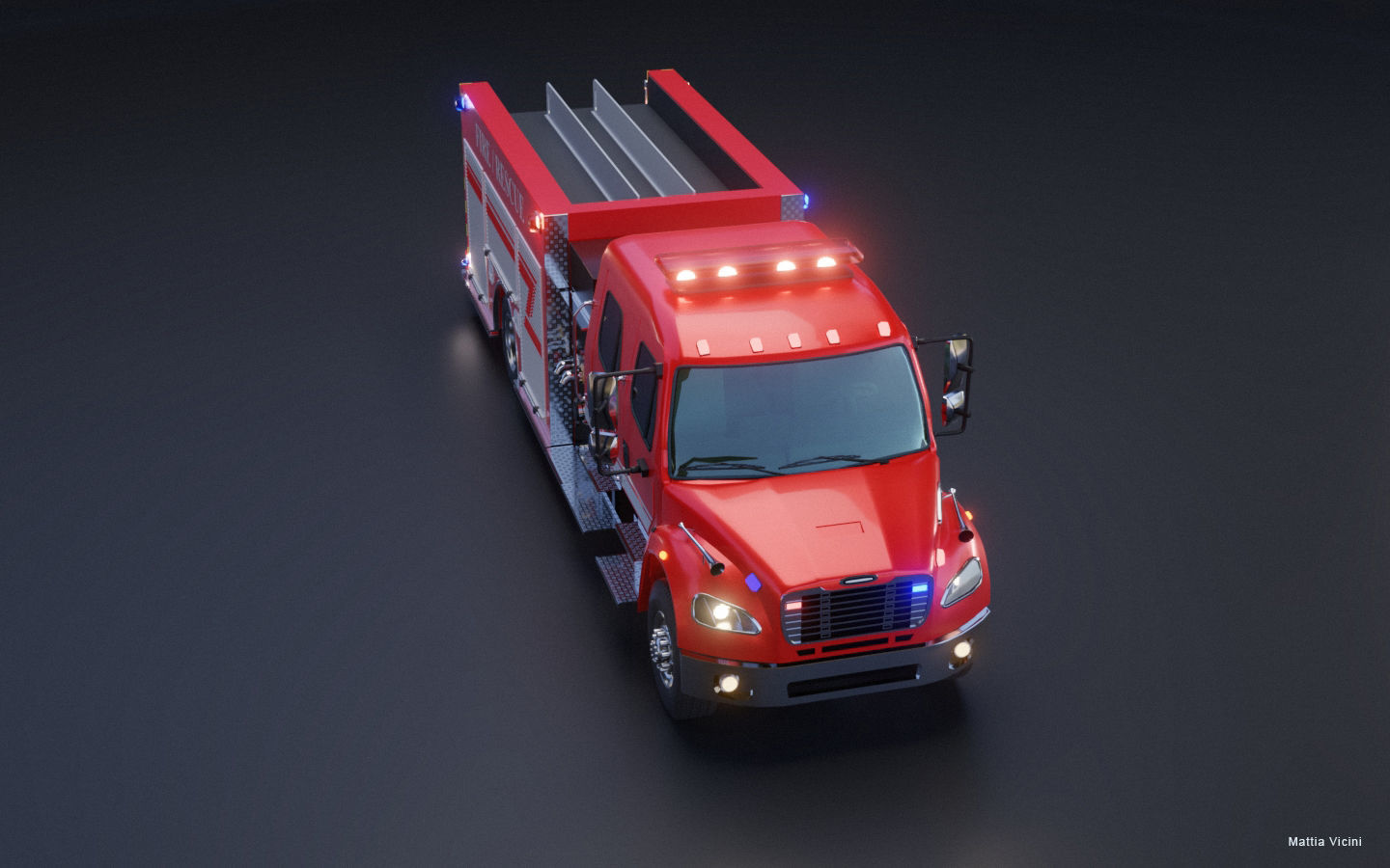 Fire Engine - American Custom Pumper Truck 3D model_1