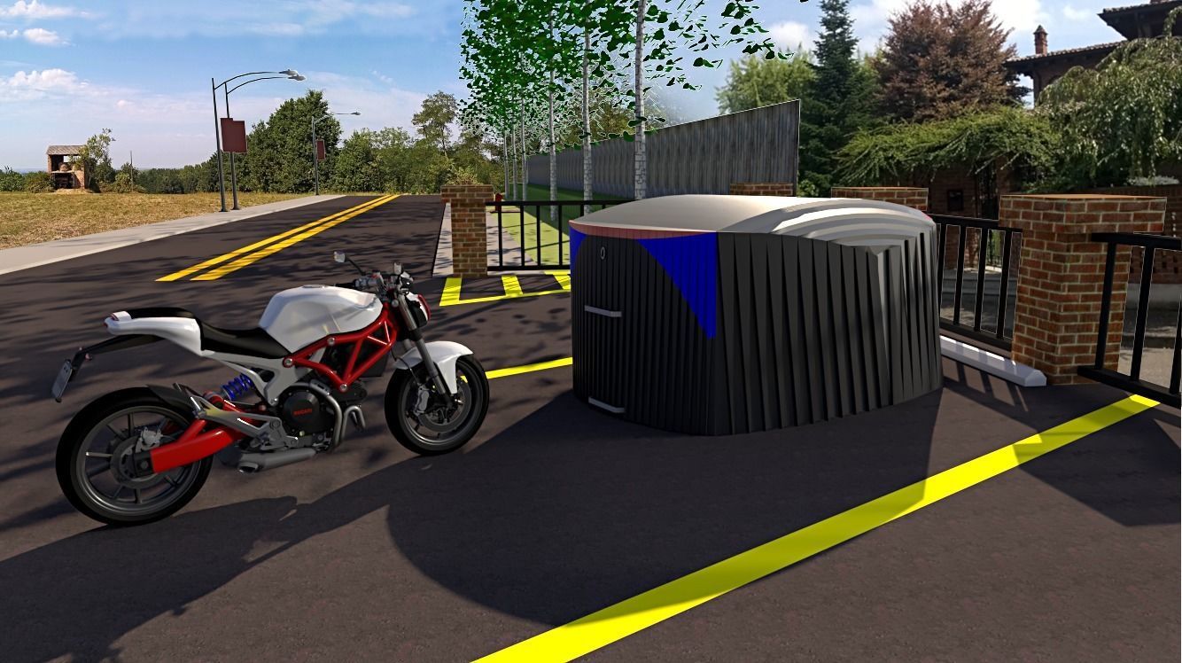 motorbike garage bike guard 3d model Low-poly 3D model_1