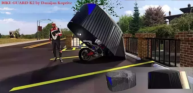 motorbike garage bike guard 3d model Low-poly 3D model