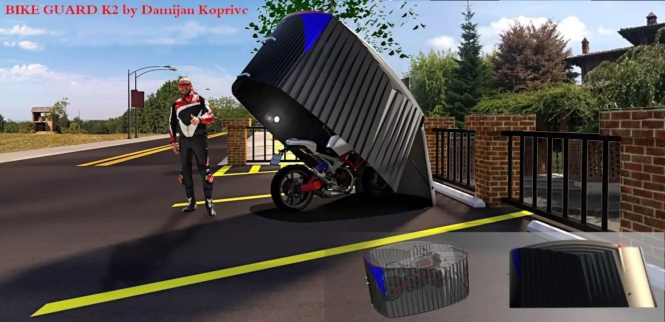 motorbike garage bike guard 3d model Low-poly 3D model_0