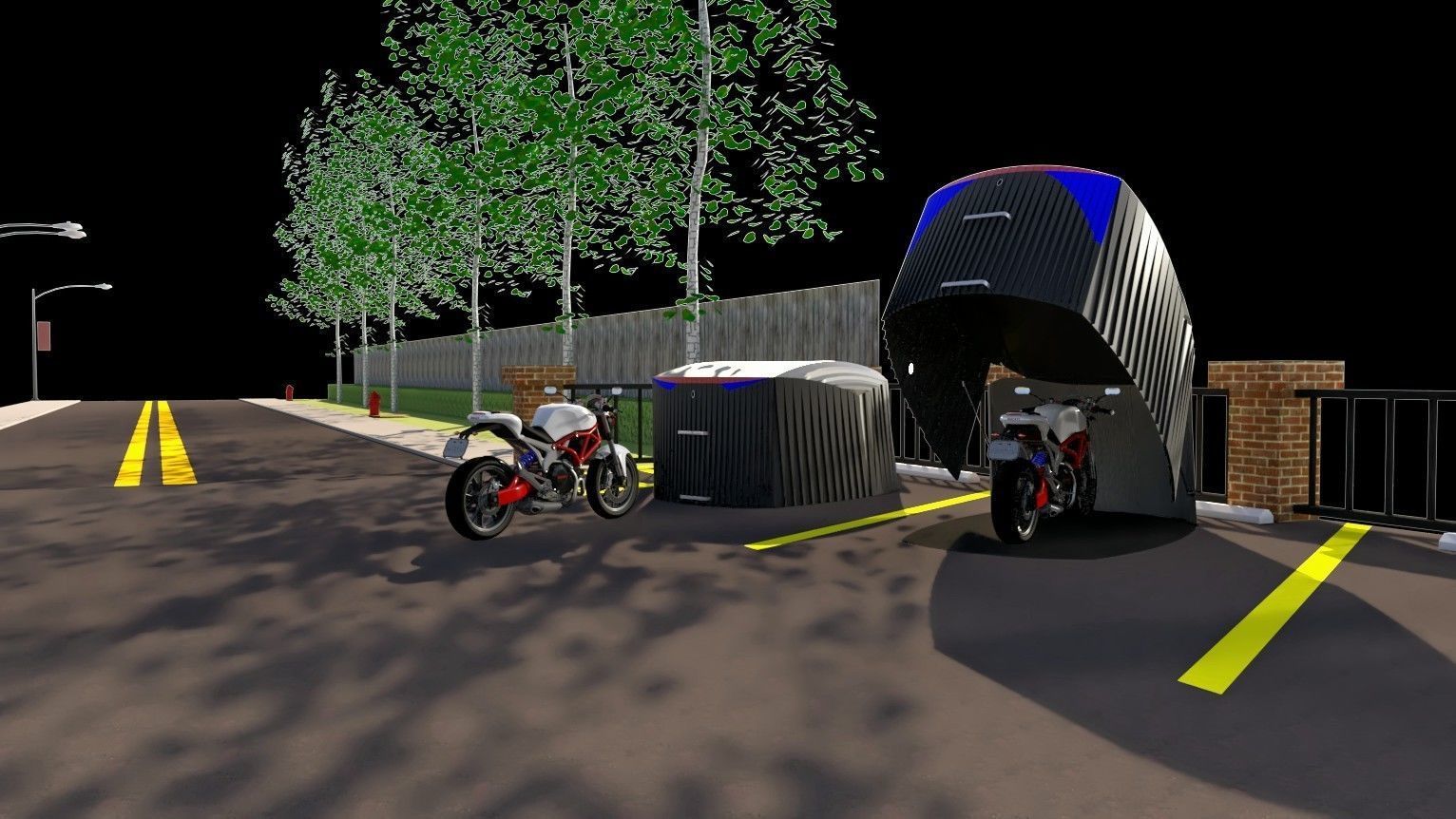 motorbike garage bike guard 3d model Low-poly 3D model_2