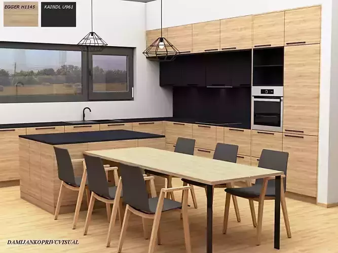 two modern designed kitchens with island 3Dmodel