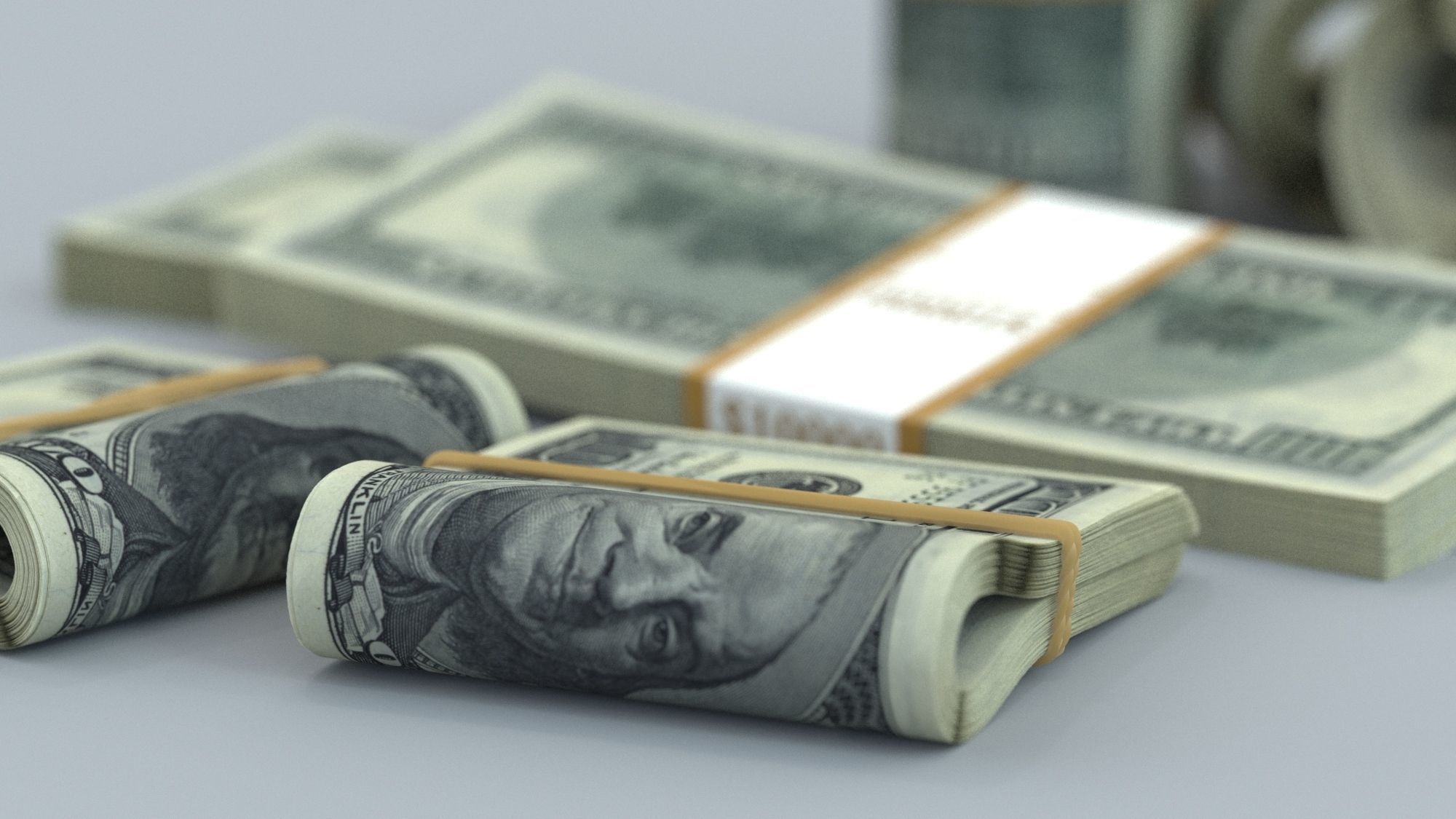 money stack of dollar bills 3D model_3