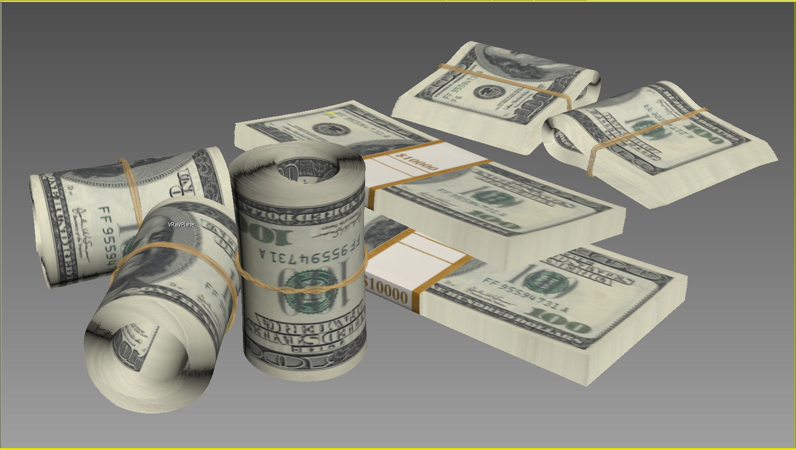 money stack of dollar bills 3D model_5