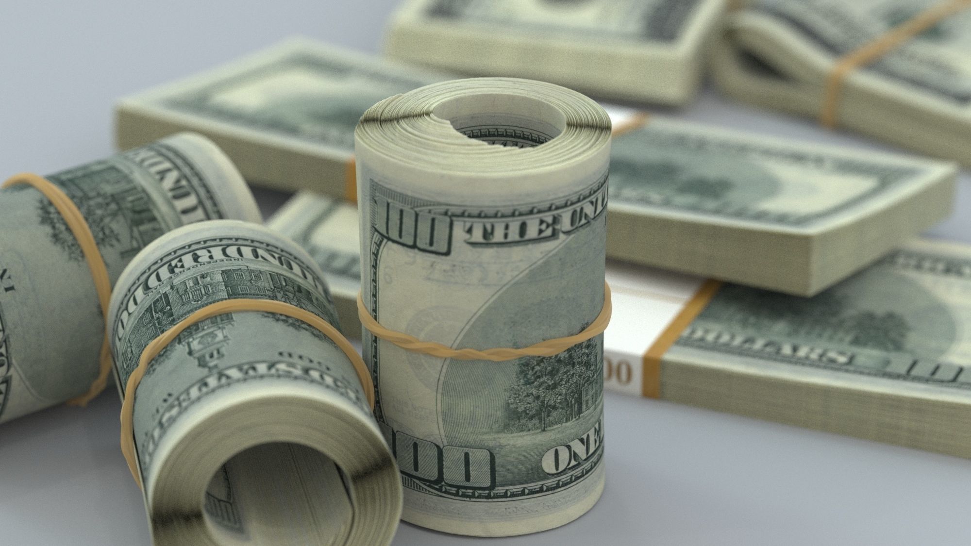 money stack of dollar bills 3D model_2