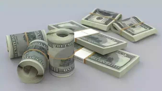money stack of dollar bills 3D model