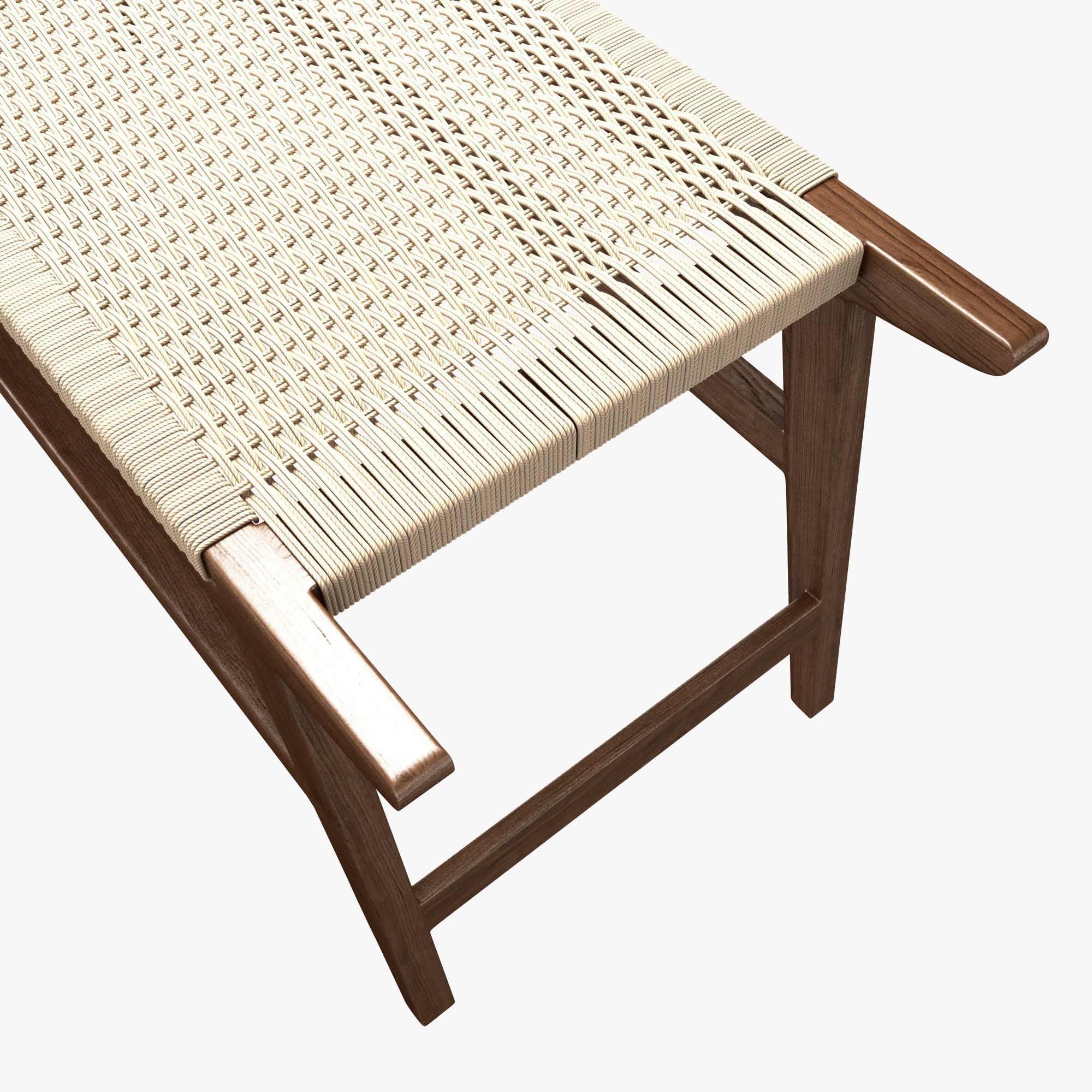 Mid Century Bench in solid walnut 3D model_5