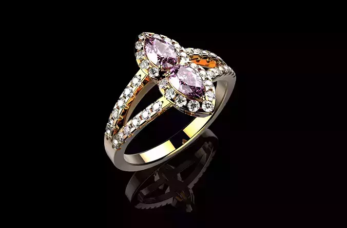 Pear Pink Sapphire And Diamond Ring