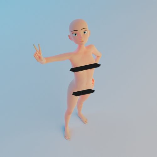 Cartoon Female Rigged Body 3D model