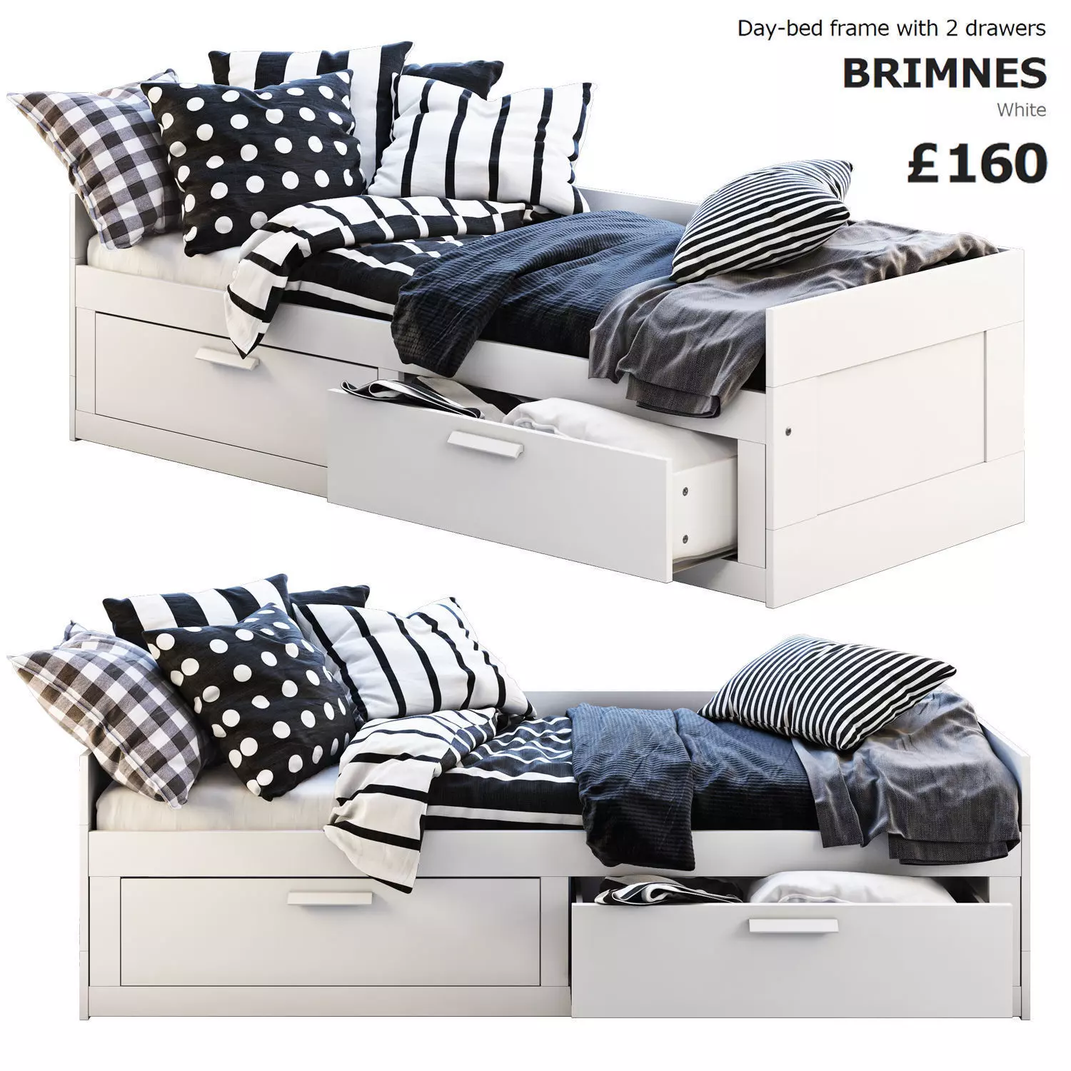 Brimnes bed 3 Ikea 3D model
