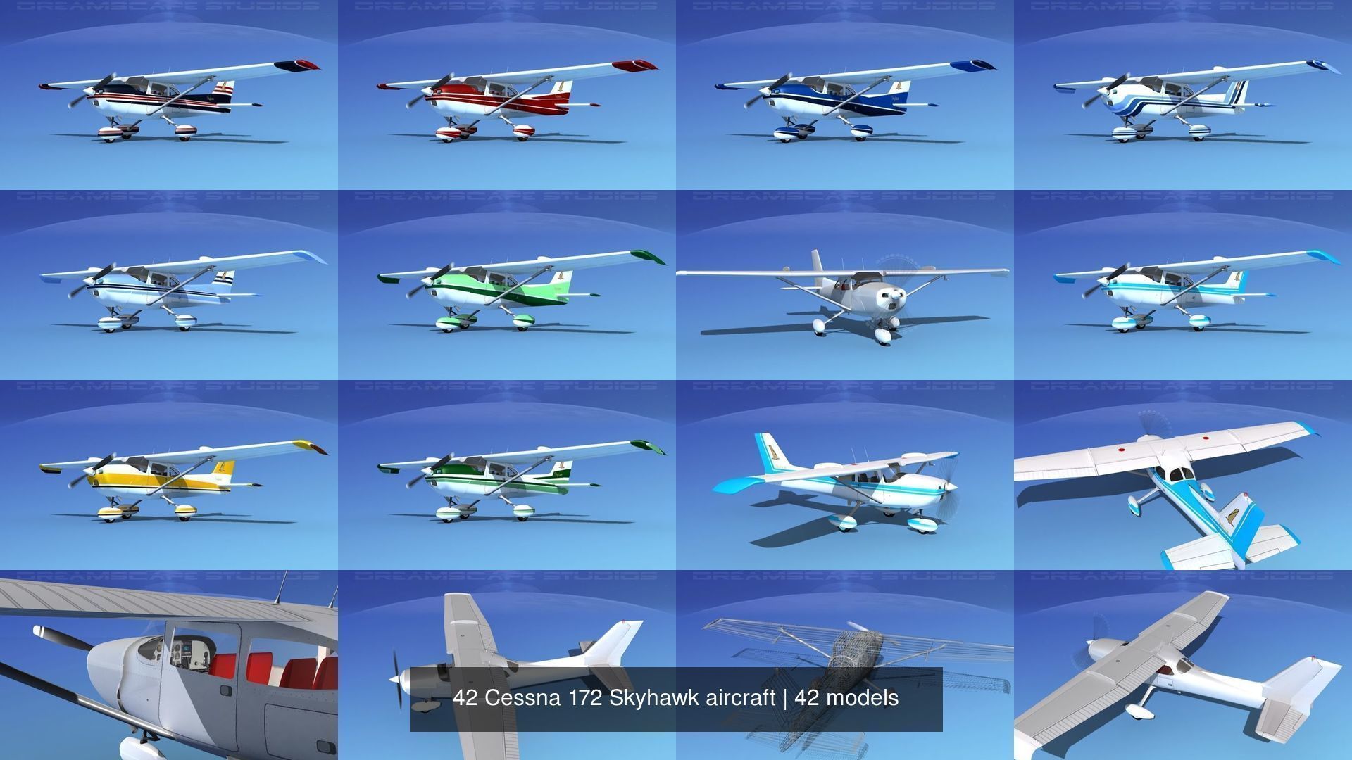 42 Cessna 172 Skyhawk aircraft 3D Model Collection_4