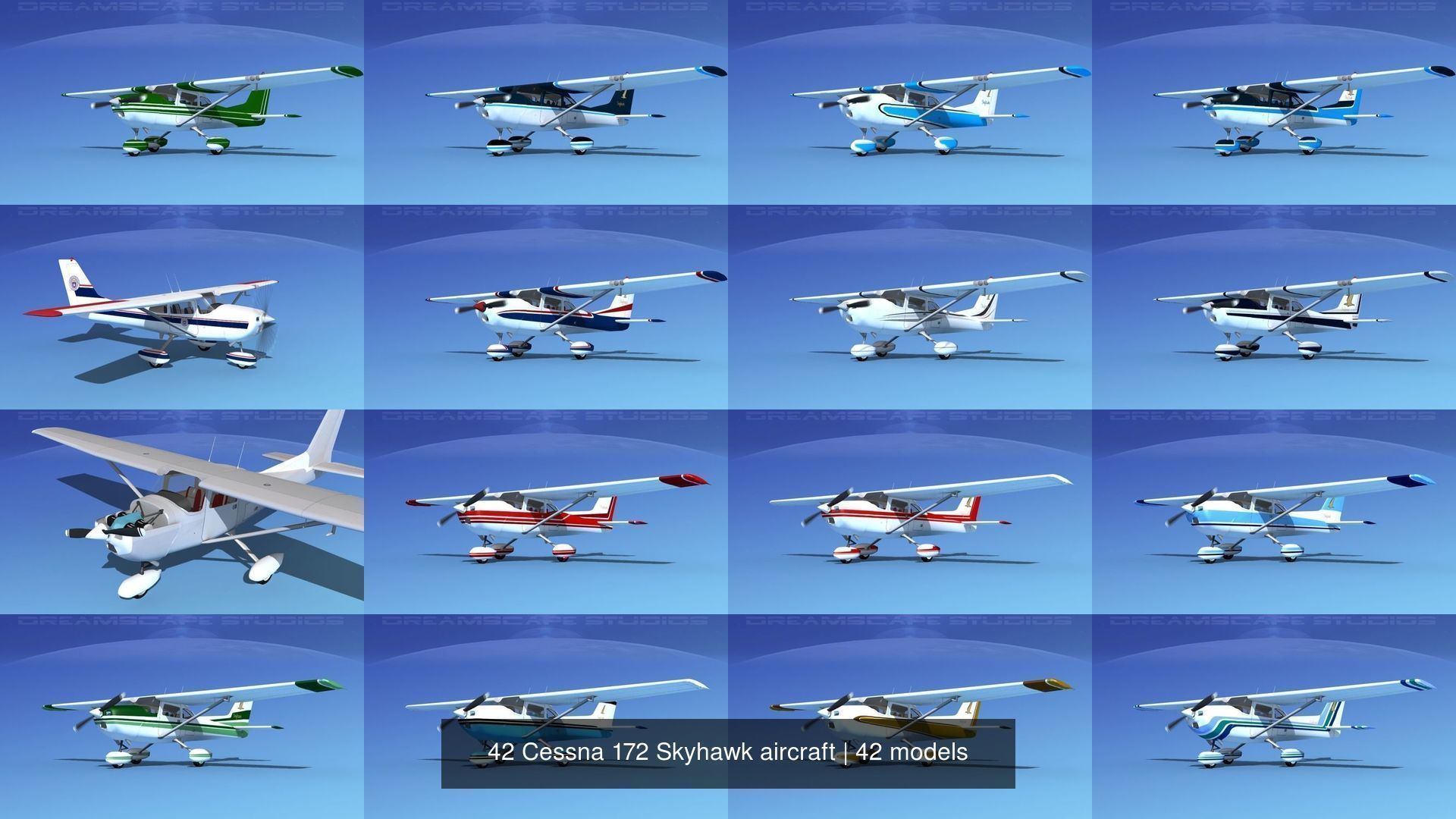 42 Cessna 172 Skyhawk aircraft 3D Model Collection_3