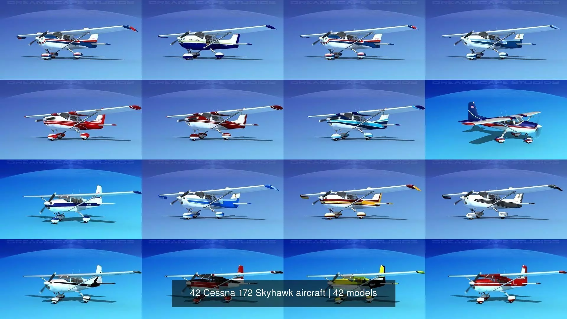 42 Cessna 172 Skyhawk aircraft 3D Model Collection_1