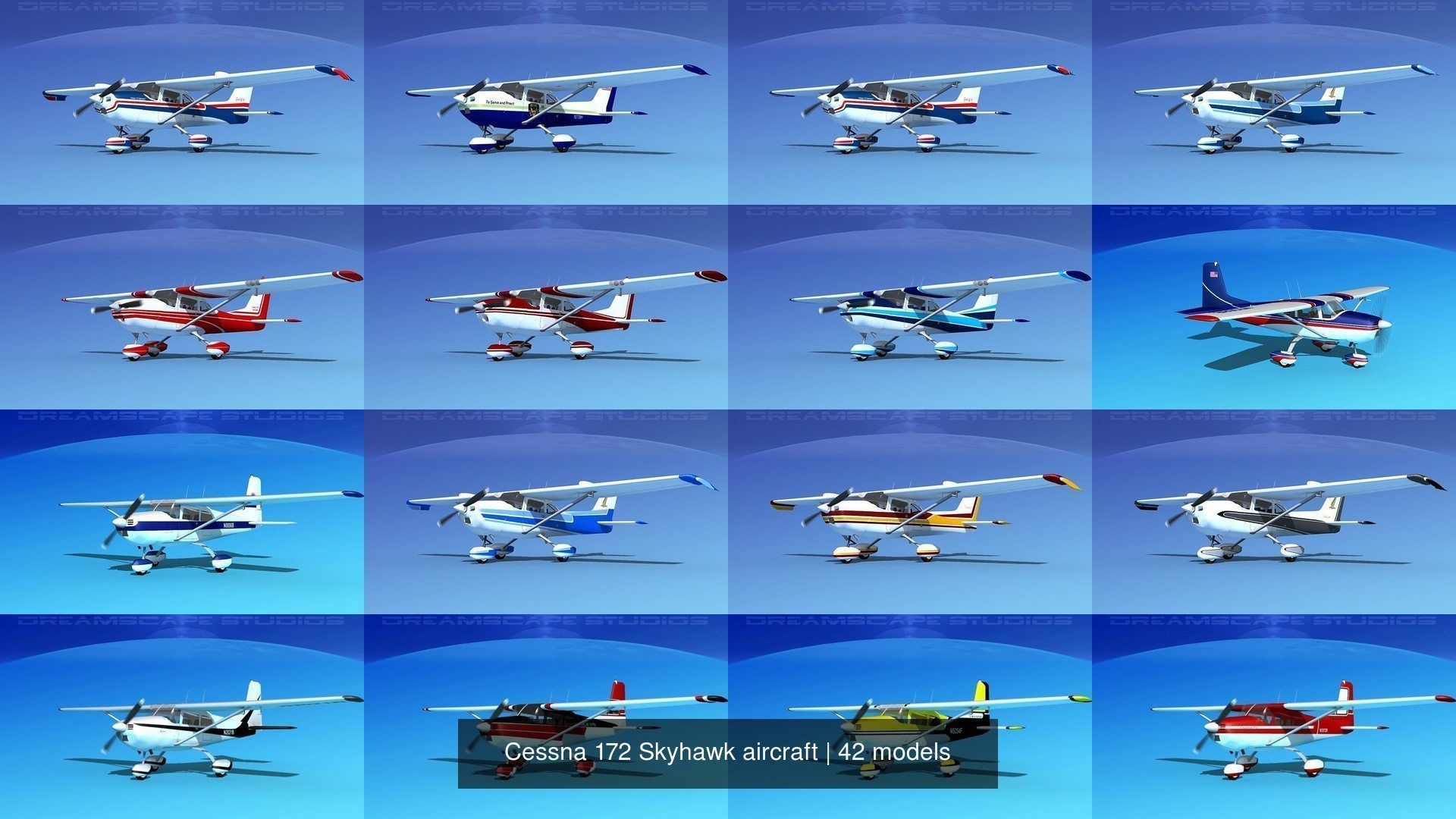 42 Cessna 172 Skyhawk aircraft 3D Model Collection_2