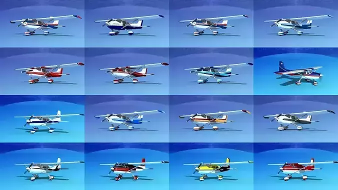 42 Cessna 172 Skyhawk aircraft 3D Model Collection