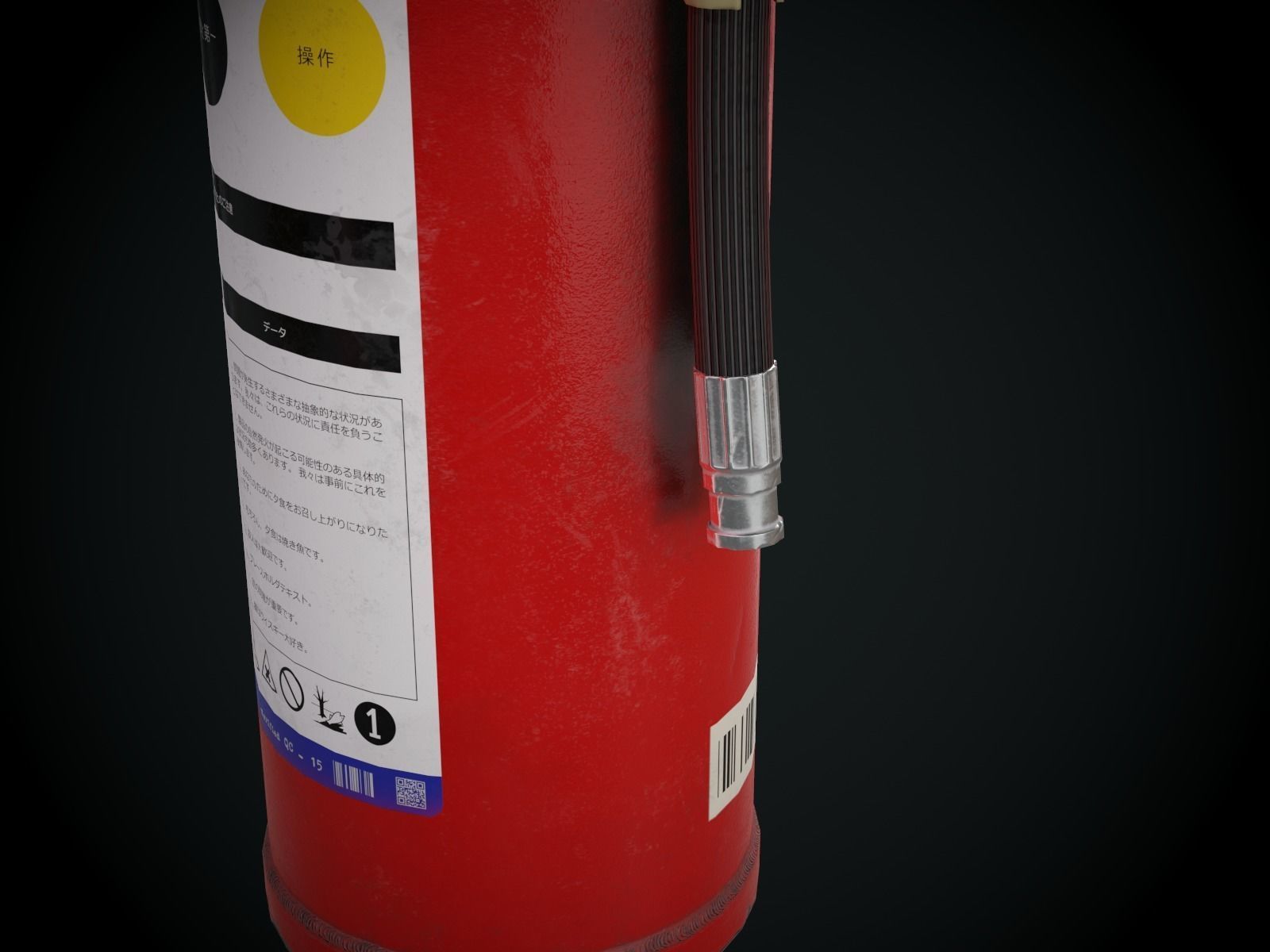 Japanese Fire extinguisher for Games Low-poly 3D model_11