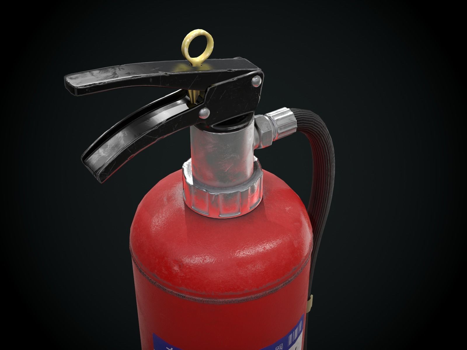 Japanese Fire extinguisher for Games Low-poly 3D model_4