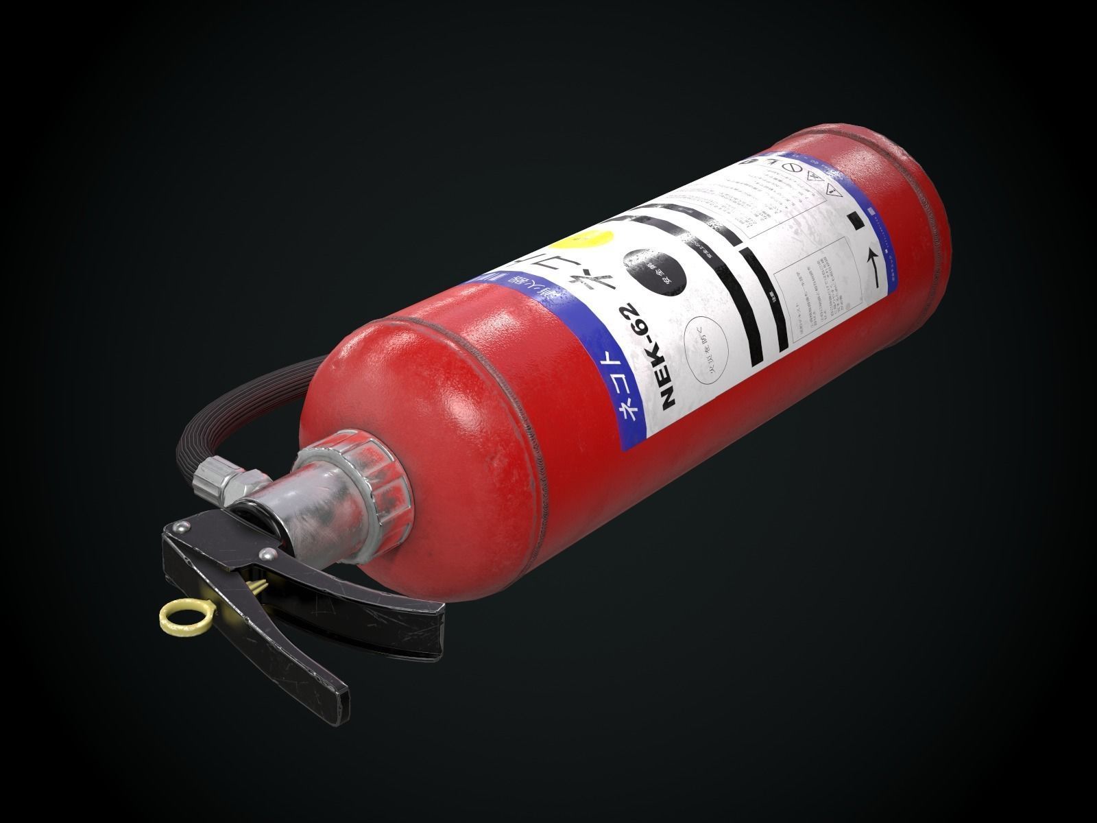 Japanese Fire extinguisher for Games Low-poly 3D model_5