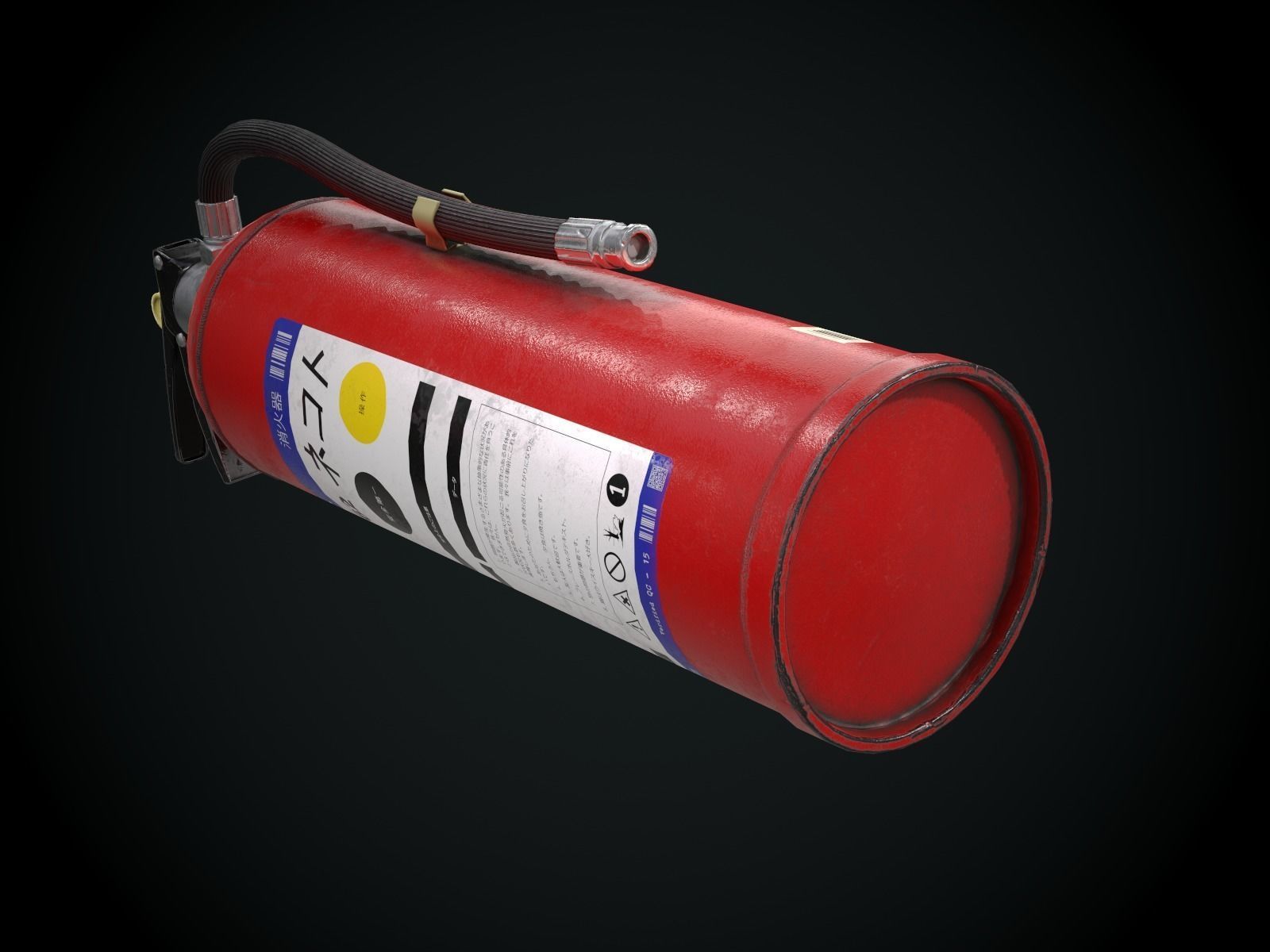 Japanese Fire extinguisher for Games Low-poly 3D model_6