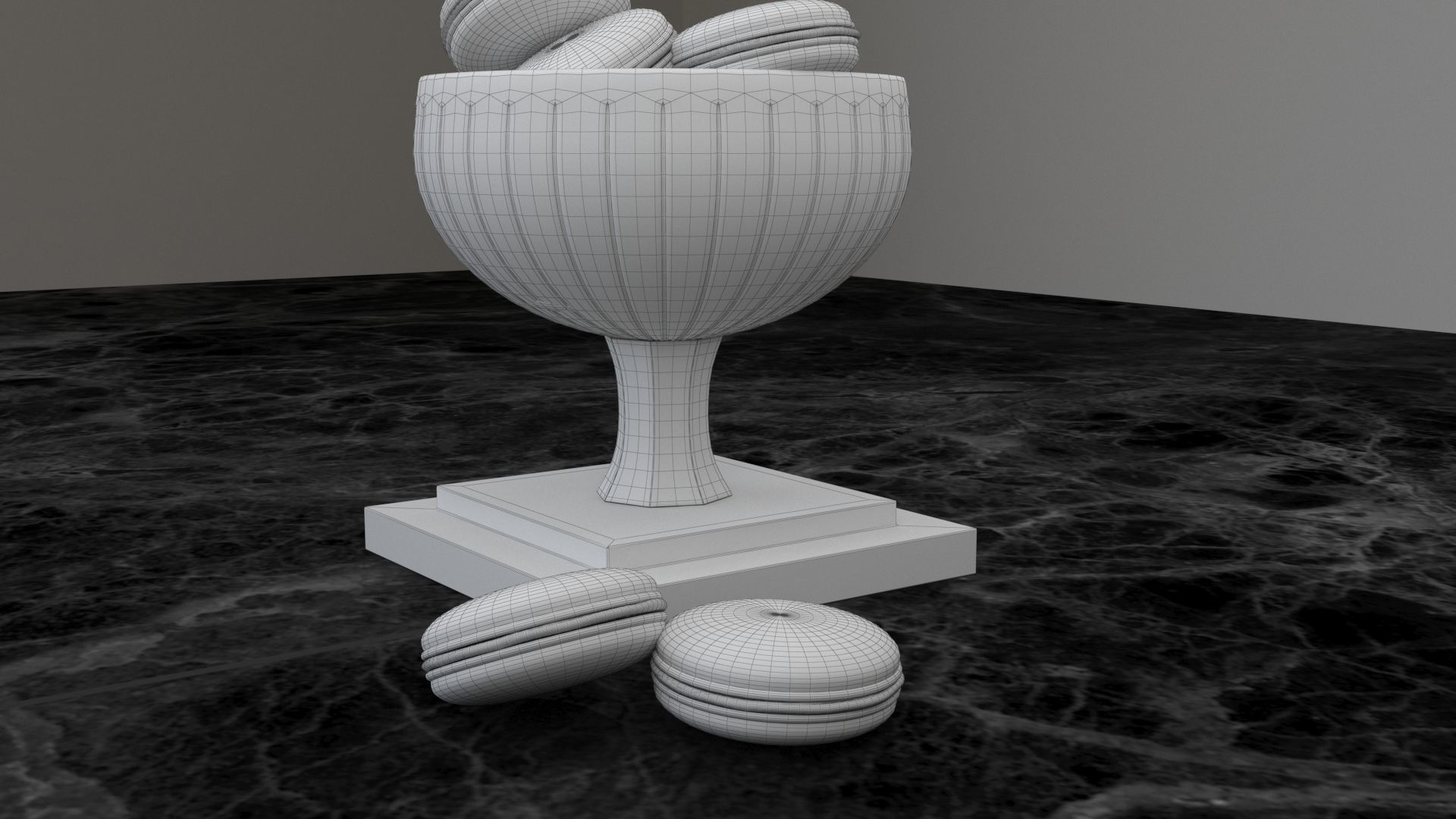 Macarons macaroons in glass cup 3D model_6