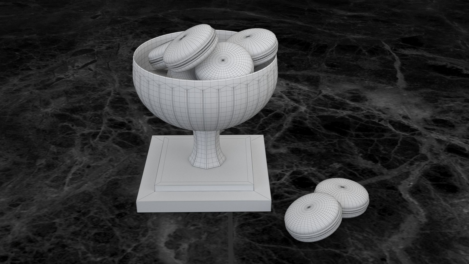 Macarons macaroons in glass cup 3D model_5