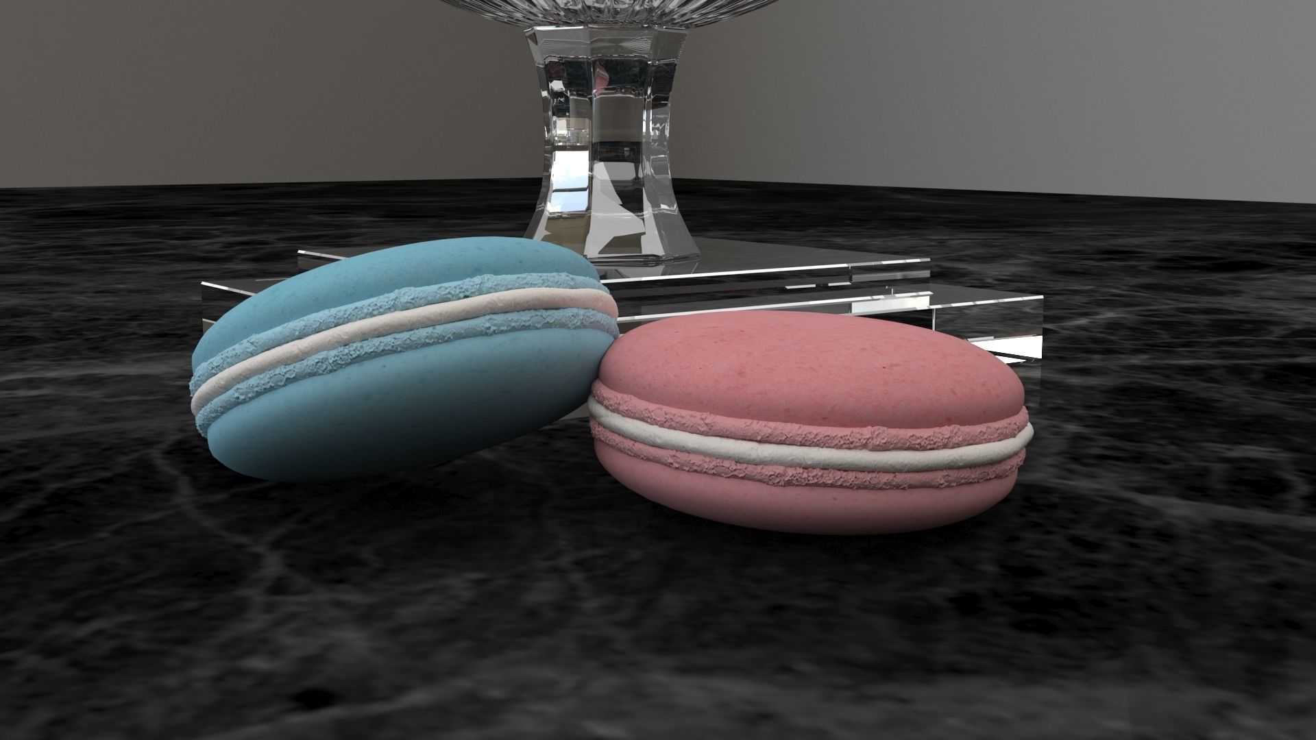 Macarons macaroons in glass cup 3D model_2