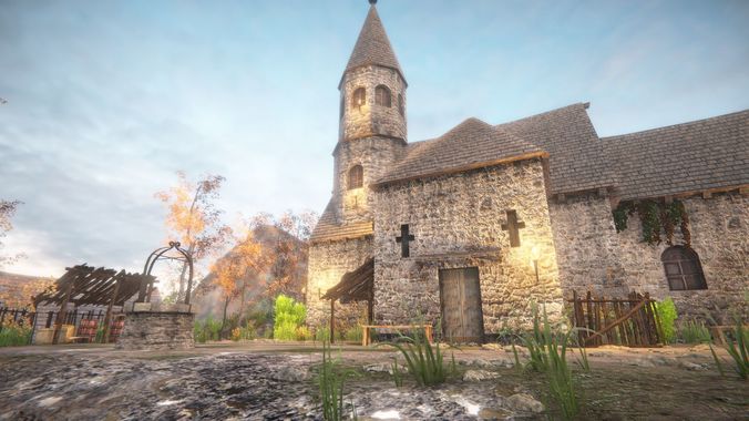 Medieval Village 4 Low-poly 3D model 2