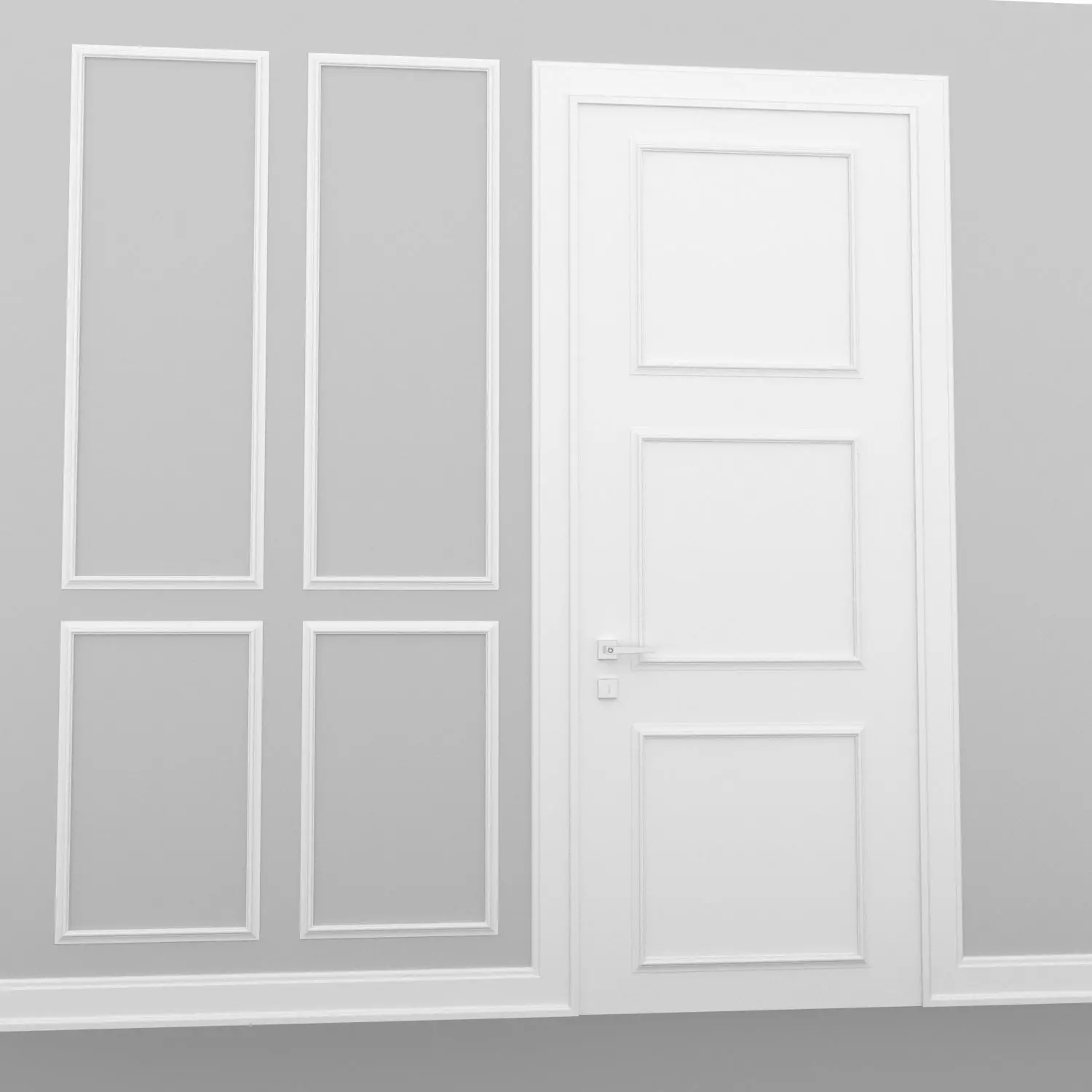 Molding empty room with door 3D model_0