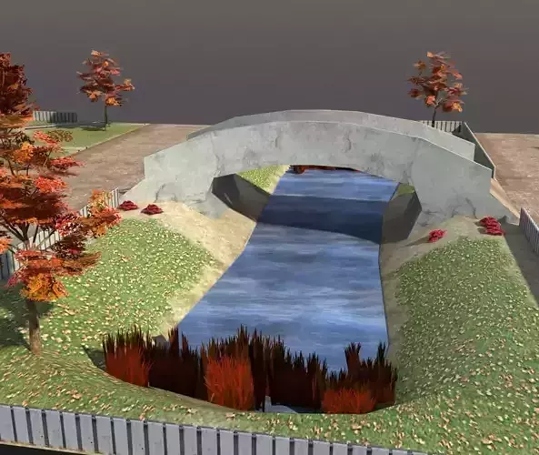 Low Poly Park Autumn Low-poly 3D model