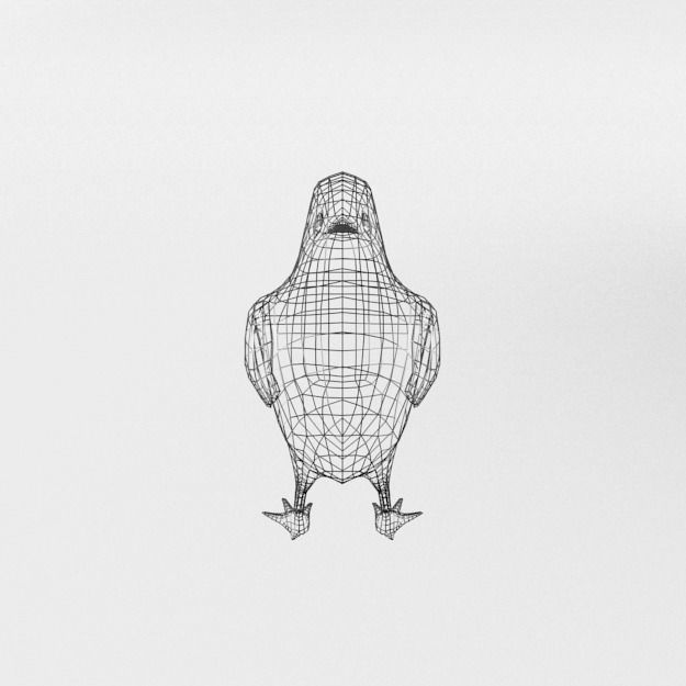 Black Little Chicken Low-poly 3D model_4