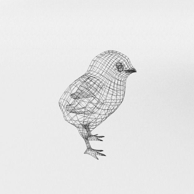 Black Little Chicken Low-poly 3D model_7