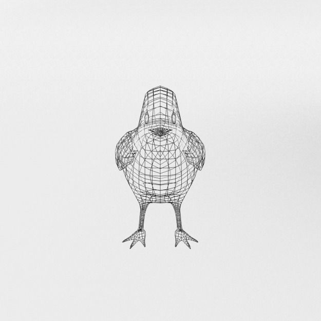 Black Little Chicken Low-poly 3D model_5