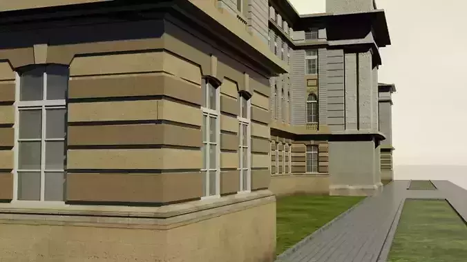 Neoclassical Building Low-poly 3D model