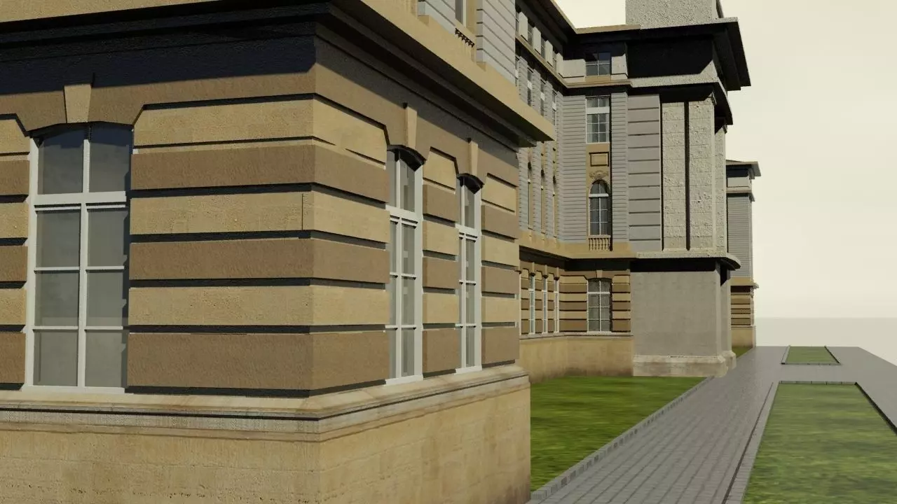 Neoclassical Building Low-poly 3D model_0
