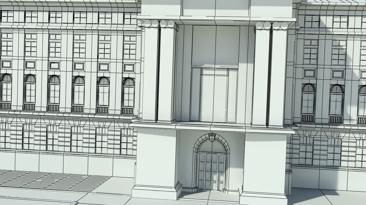 Neoclassical Building Low-poly 3D model_8