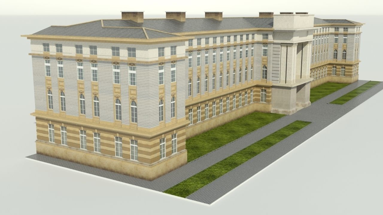 Neoclassical Building Low-poly 3D model_10