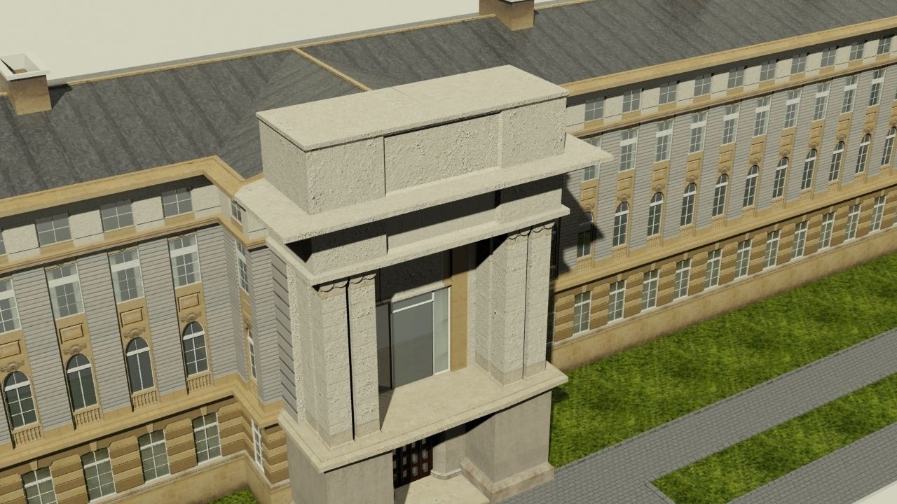 Neoclassical Building Low-poly 3D model_4