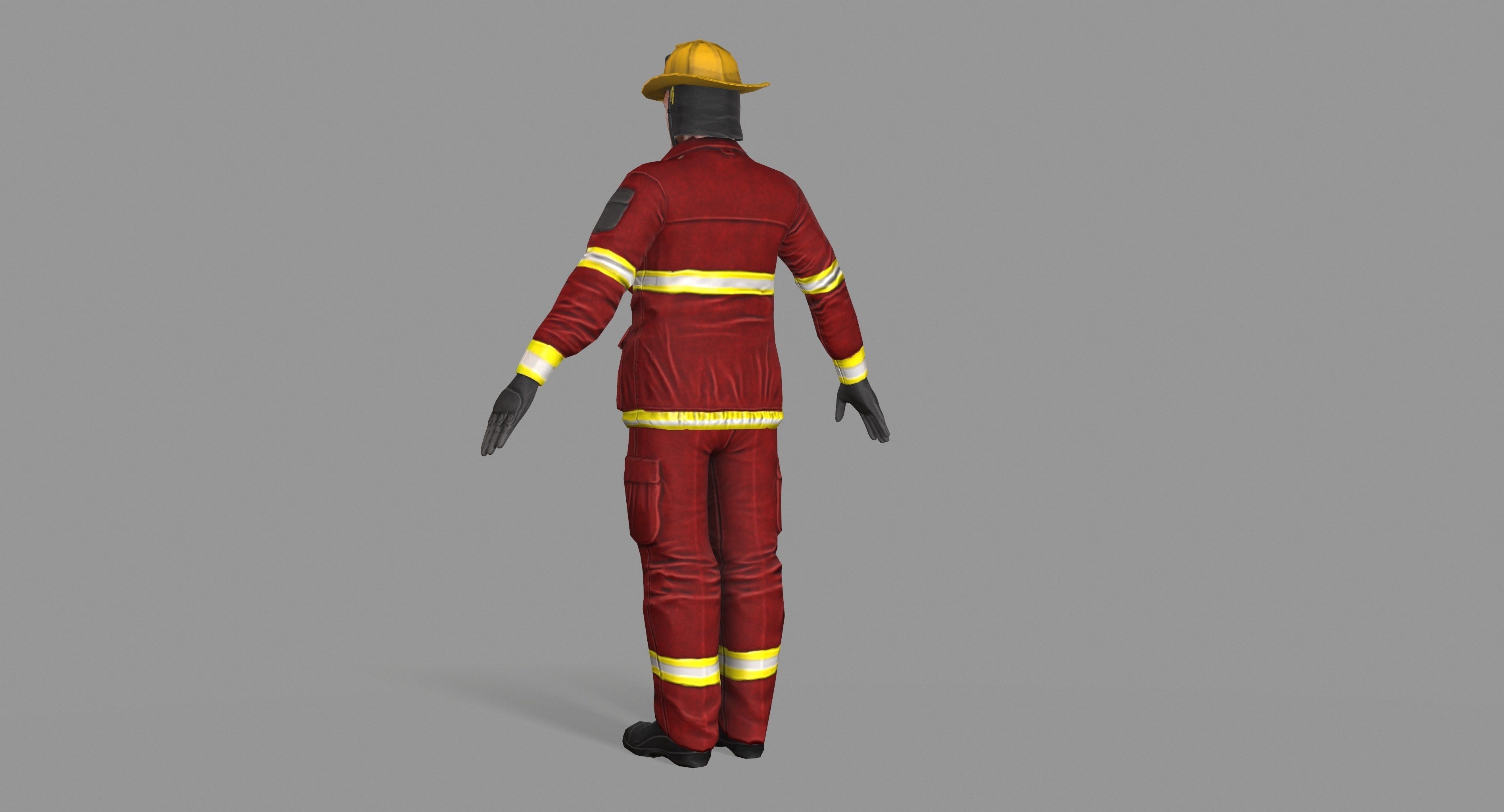 Fireman firefighter Low-poly 3D model_9