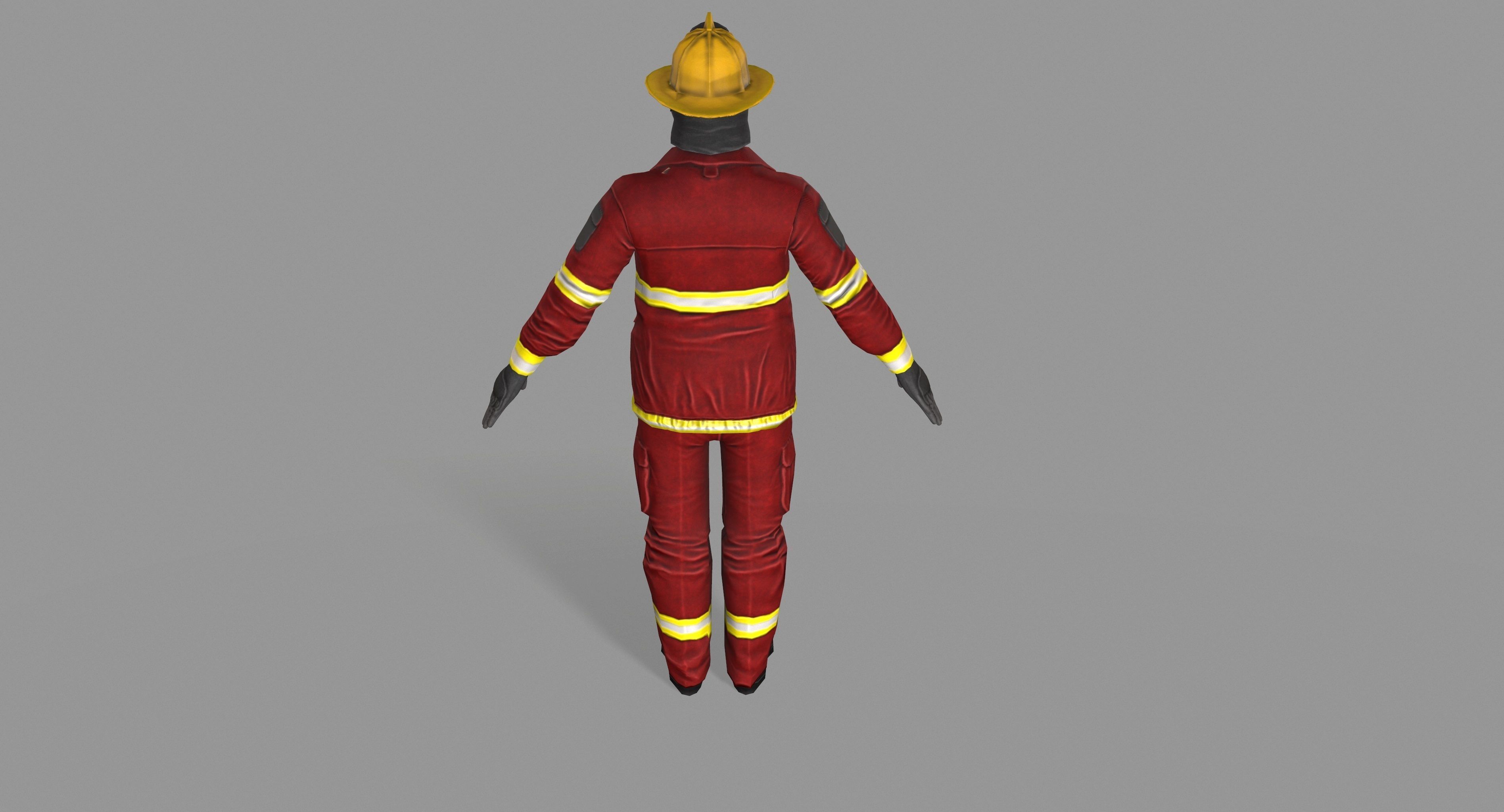 Fireman firefighter Low-poly 3D model_21